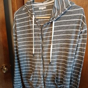 Maurices Gray Striped Zip-Up Jacket
